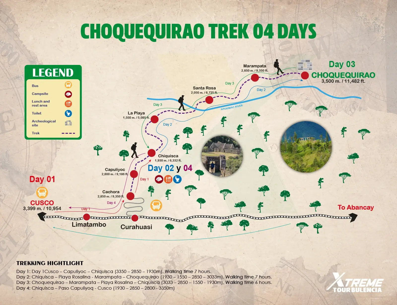 Map Choquequirao Trek 4 days
