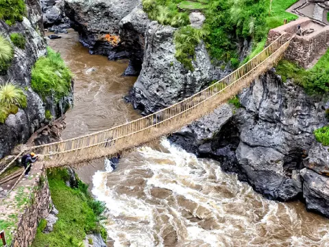 Qeswachaca Inca Bridge Cusco Peru