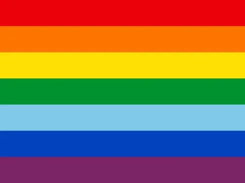 Official flag with seven horizontal stripes in the colors of the rainbow, symbol of Cusco, Peru