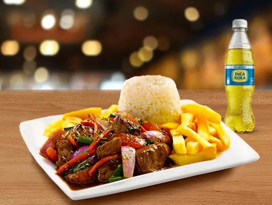 Inca kola y Lomo Saltado